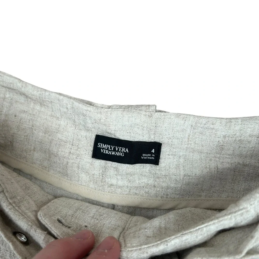 Womens Linen Blend Bermuda Shorts Loose Belted European Summer Old Money Minimal